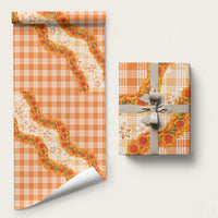 Orange Hawaii Palaka Wrapping Paper Hawaiian Ilima Lei