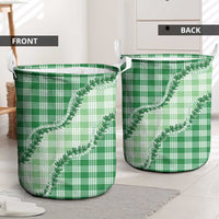 Green Hawaii Palaka Laundry Basket Hawaiian Pikake Lei