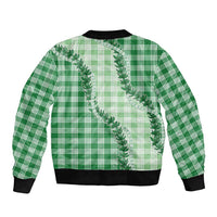 Green Hawaii Palaka Bomber Jacket Hawaiian Pikake Lei