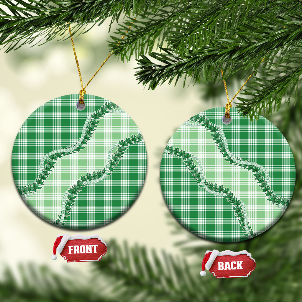 Green Hawaii Palaka Ceramic Ornament Hawaiian Pikake Lei LT05 Circle Green - Polynesian Pride