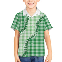 Green Hawaii Palaka Family Matching Long Sleeve Bodycon Dress and Hawaiian Shirt Hawaiian Pikake Lei LT05 Son's Shirt Green - Polynesian Pride