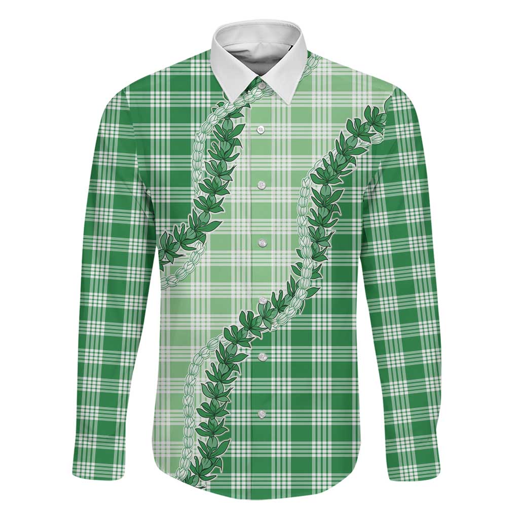 Green Hawaii Palaka Family Matching Puletasi and Hawaiian Shirt Hawaiian Pikake Lei