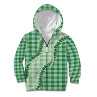 Green Hawaii Palaka Kid Hoodie Hawaiian Pikake Lei