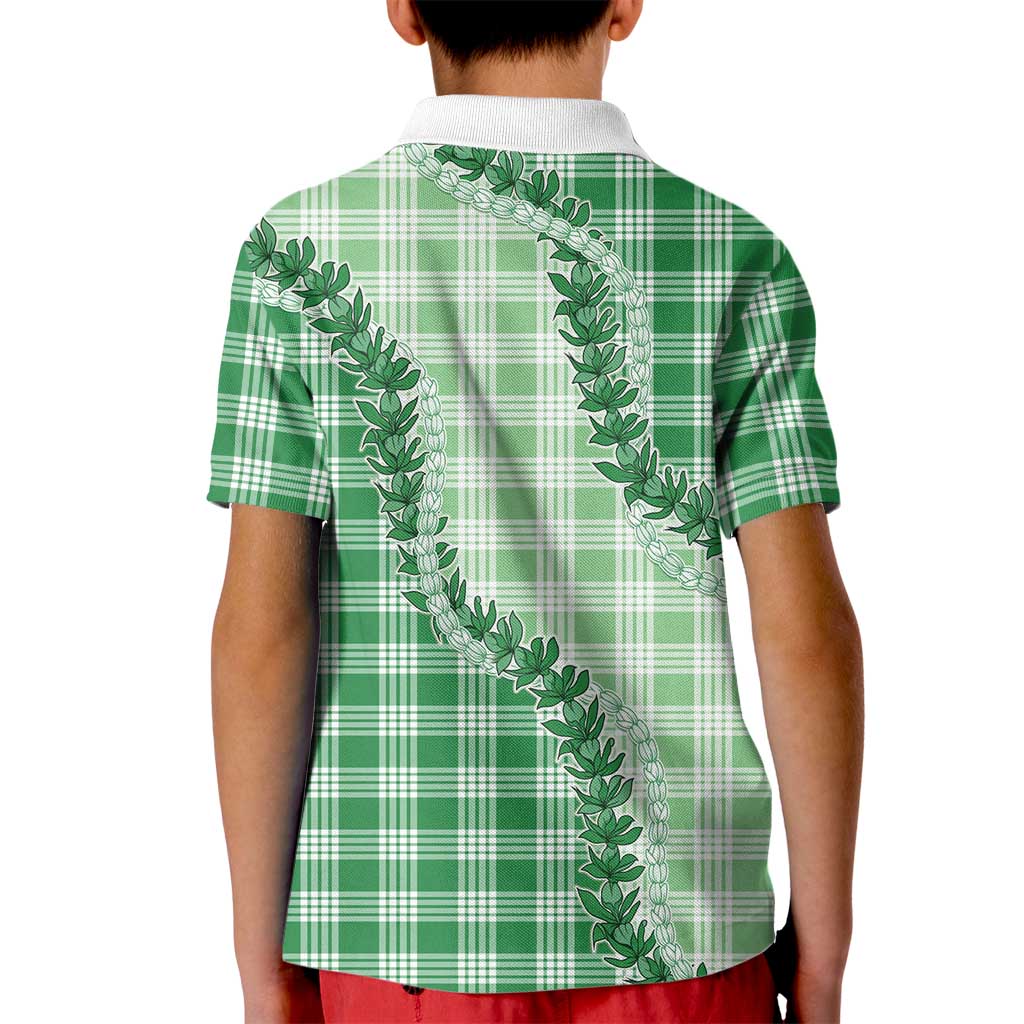 Green Hawaii Palaka Kid Polo Shirt Hawaiian Pikake Lei