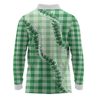 Green Hawaii Palaka Long Sleeve Polo Shirt Hawaiian Pikake Lei