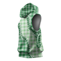Green Hawaii Palaka Sleeveless Hoodie Hawaiian Pikake Lei