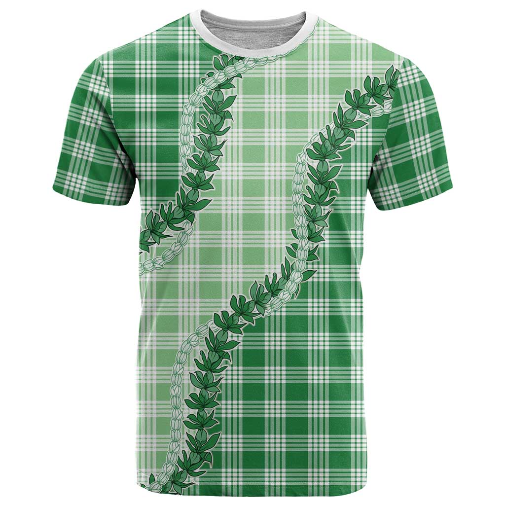 Green Hawaii Palaka T Shirt Hawaiian Pikake Lei