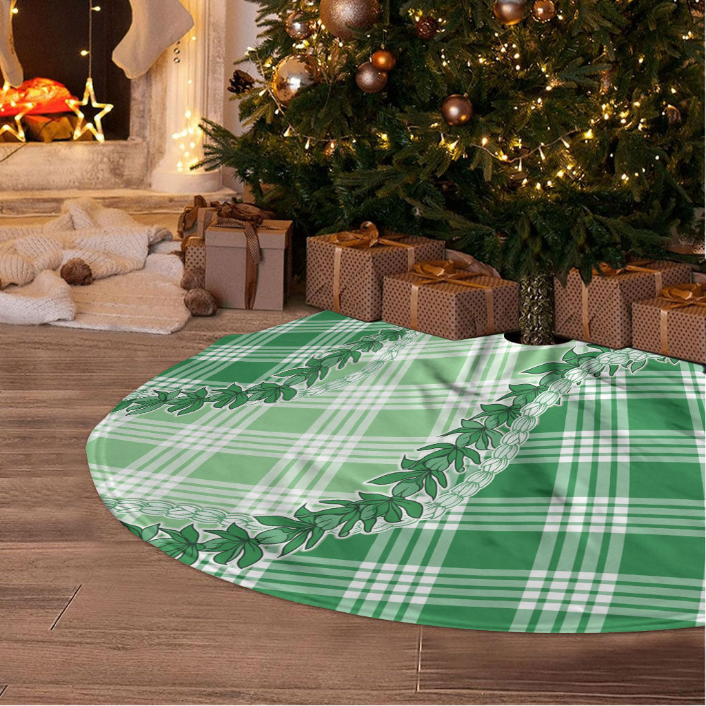 Green Hawaii Palaka Tree Skirt Hawaiian Pikake Lei LT05 - Polynesian Pride