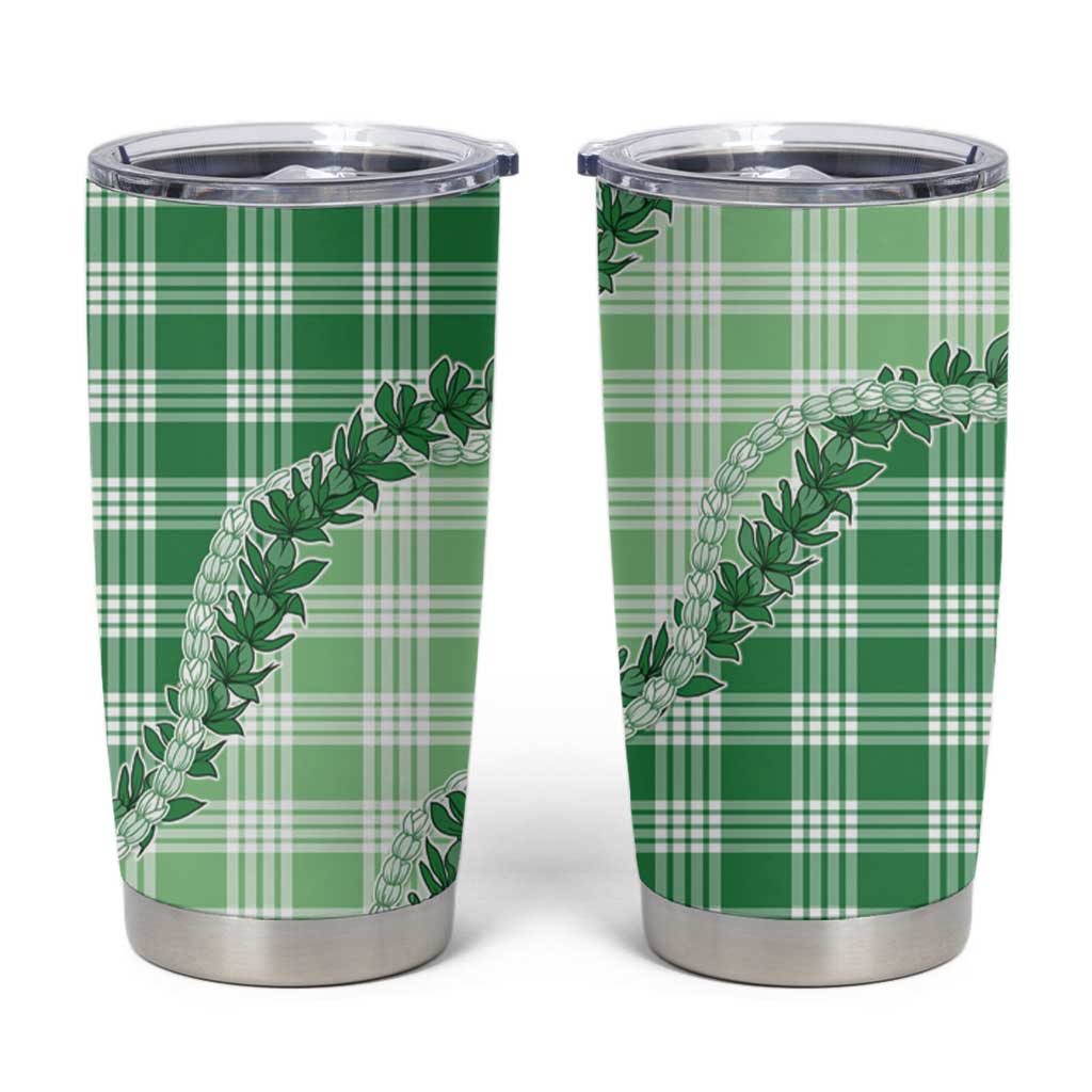 Green Hawaii Palaka Tumbler Cup Hawaiian Pikake Lei