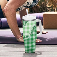 Green Hawaii Palaka Tumbler With Handle Hawaiian Pikake Lei