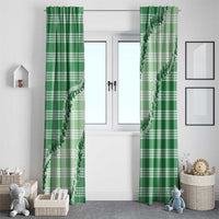 Green Hawaii Palaka Window Curtain Hawaiian Pikake Lei