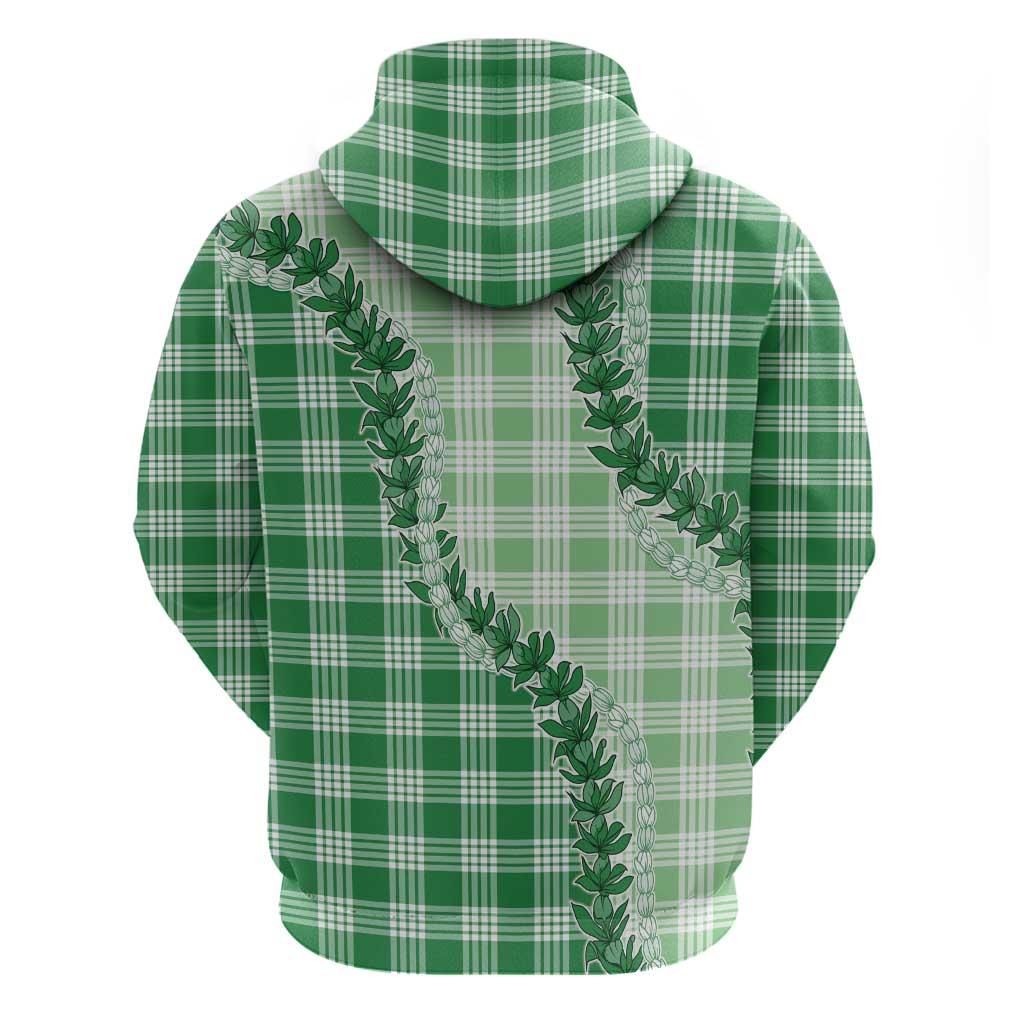 Green Hawaii Palaka Zip Hoodie Hawaiian Pikake Lei