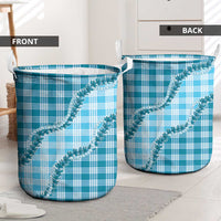 Blue Hawaii Palaka Laundry Basket Hawaiian Pikake Lei
