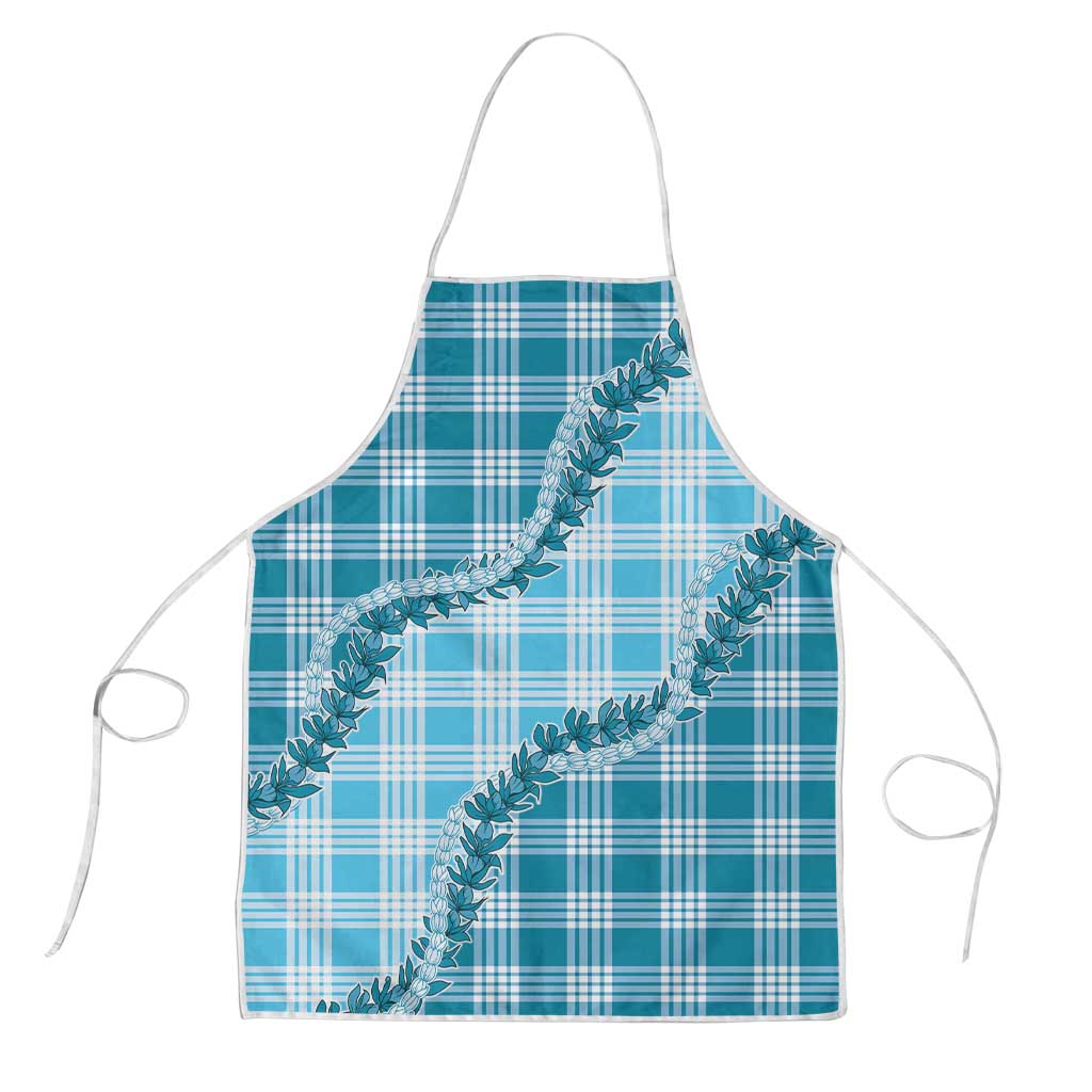 Blue Hawaii Palaka Apron Hawaiian Pikake Lei
