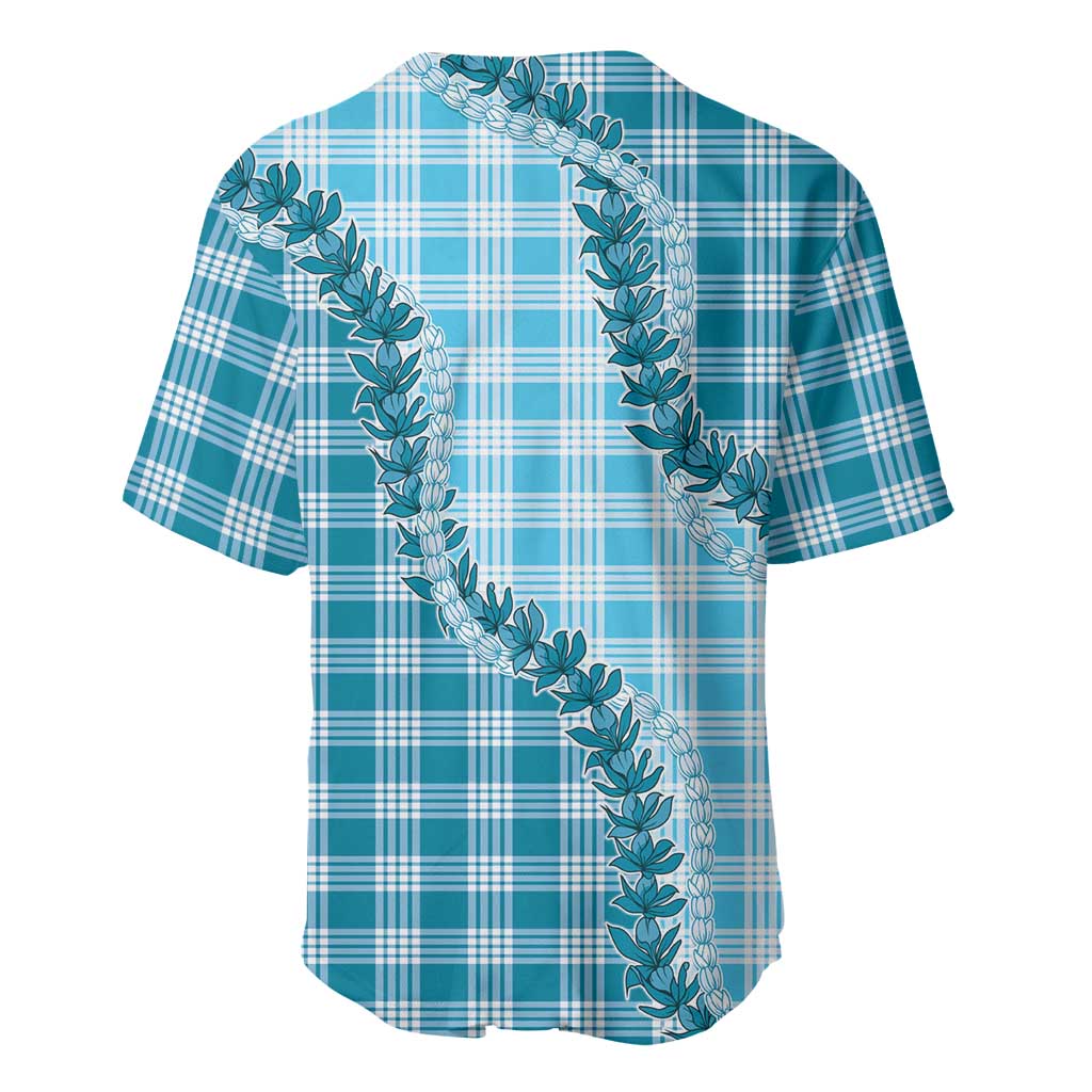 Blue Hawaii Palaka Baseball Jersey Hawaiian Pikake Lei