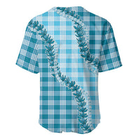 Blue Hawaii Palaka Baseball Jersey Hawaiian Pikake Lei