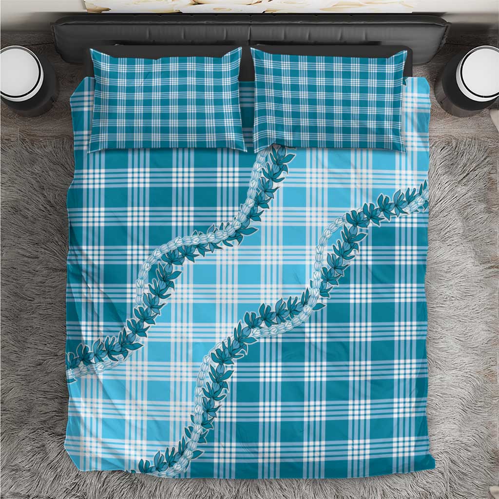 Blue Hawaii Palaka Bedding Set Hawaiian Pikake Lei LT05 Blue - Polynesian Pride