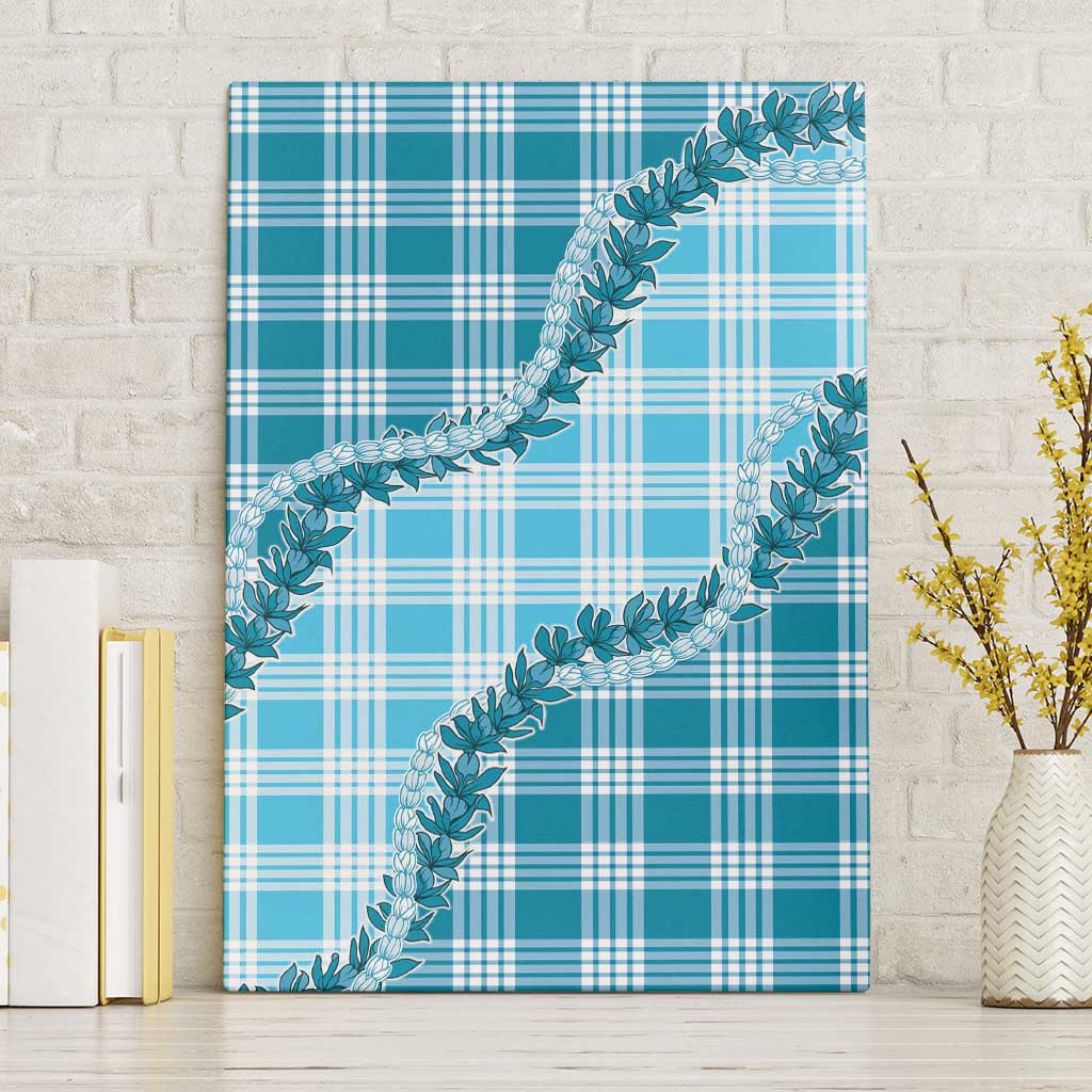 Blue Hawaii Palaka Canvas Wall Art Hawaiian Pikake Lei