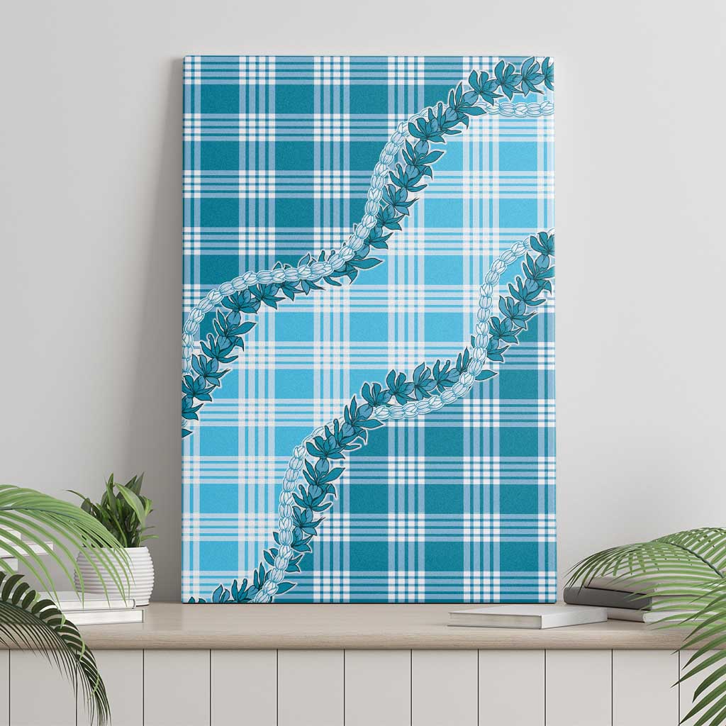 Blue Hawaii Palaka Canvas Wall Art Hawaiian Pikake Lei