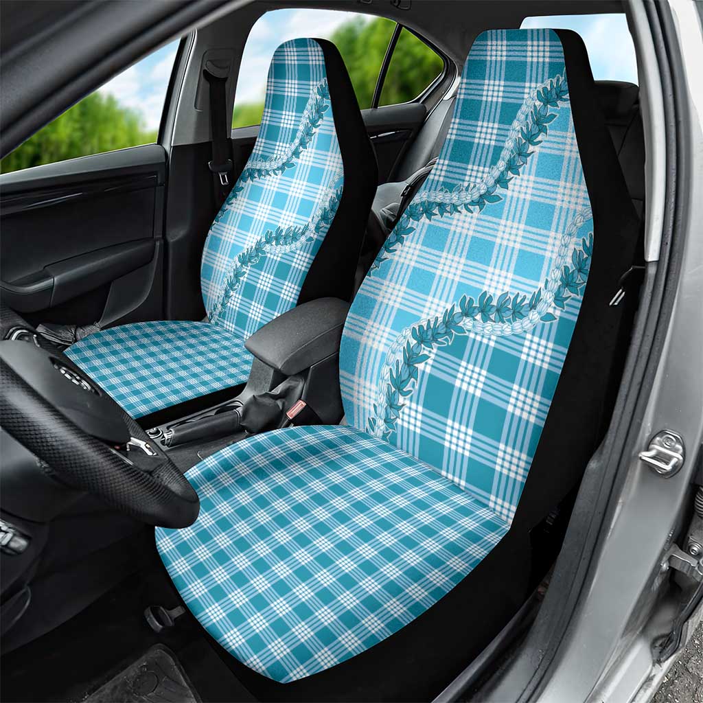Blue Hawaii Palaka Car Seat Cover Hawaiian Pikake Lei