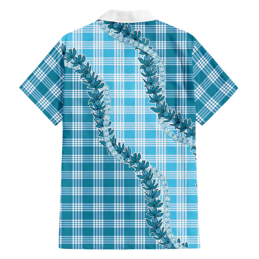 Blue Hawaii Palaka Family Matching Puletasi and Hawaiian Shirt Hawaiian Pikake Lei LT05 - Polynesian Pride
