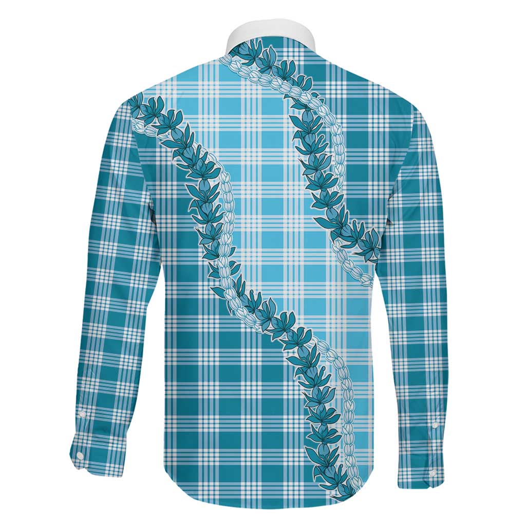 Blue Hawaii Palaka Family Matching Puletasi and Hawaiian Shirt Hawaiian Pikake Lei LT05 - Polynesian Pride