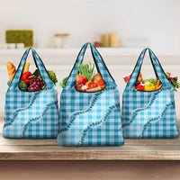 Blue Hawaii Palaka Grocery Bag Hawaiian Pikake Lei