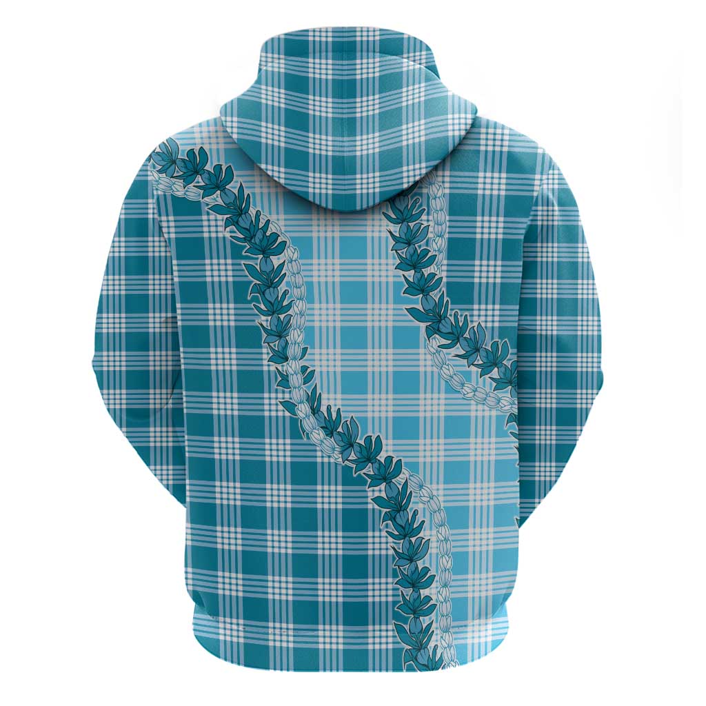 Blue Hawaii Palaka Hoodie Hawaiian Pikake Lei
