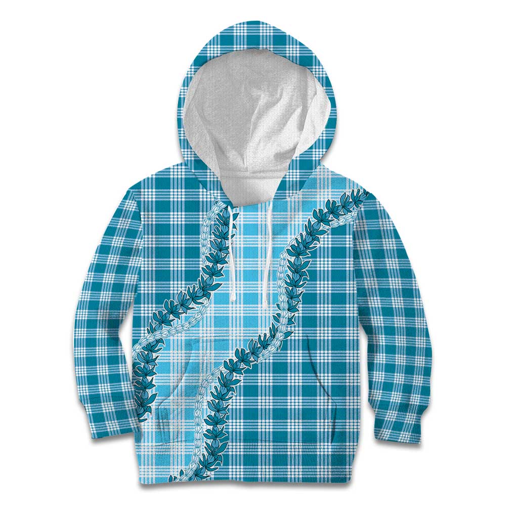 Blue Hawaii Palaka Kid Hoodie Hawaiian Pikake Lei