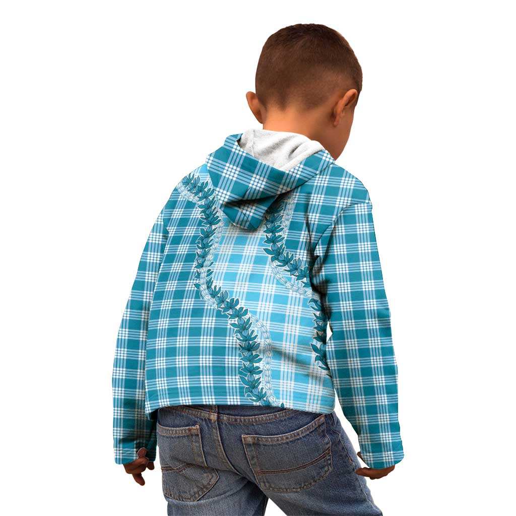 Blue Hawaii Palaka Kid Hoodie Hawaiian Pikake Lei