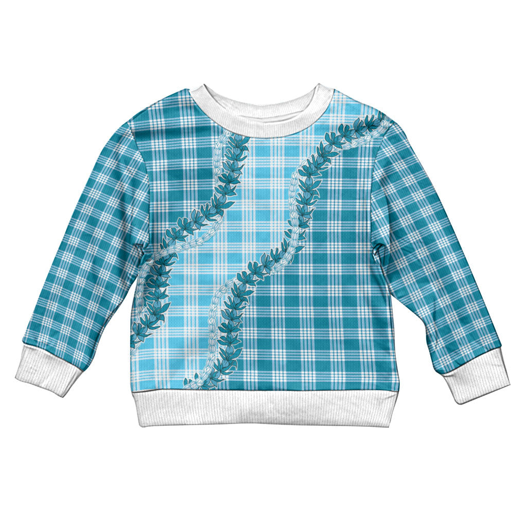 Blue Hawaii Palaka Kid Ugly Christmas Sweater Hawaiian Pikake Lei LT05 Kid Blue - Polynesian Pride