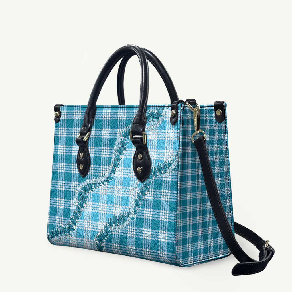 Blue Hawaii Palaka Leather Bag Hawaiian Pikake Lei