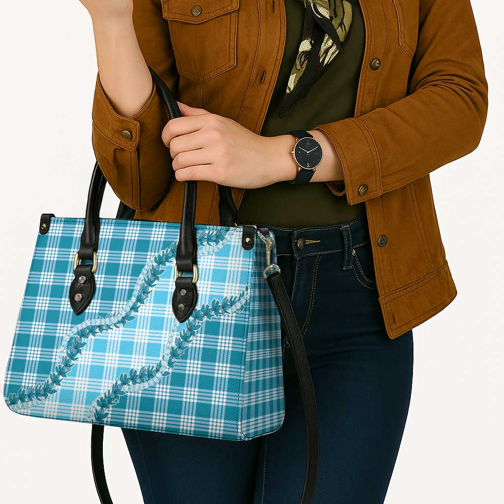 Blue Hawaii Palaka Leather Bag Hawaiian Pikake Lei