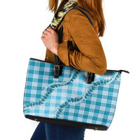 Blue Hawaii Palaka Leather Tote Bag Hawaiian Pikake Lei