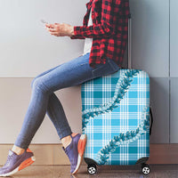 Blue Hawaii Palaka Luggage Cover Hawaiian Pikake Lei
