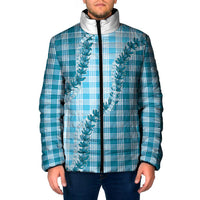 Blue Hawaii Palaka Padded Jacket Hawaiian Pikake Lei