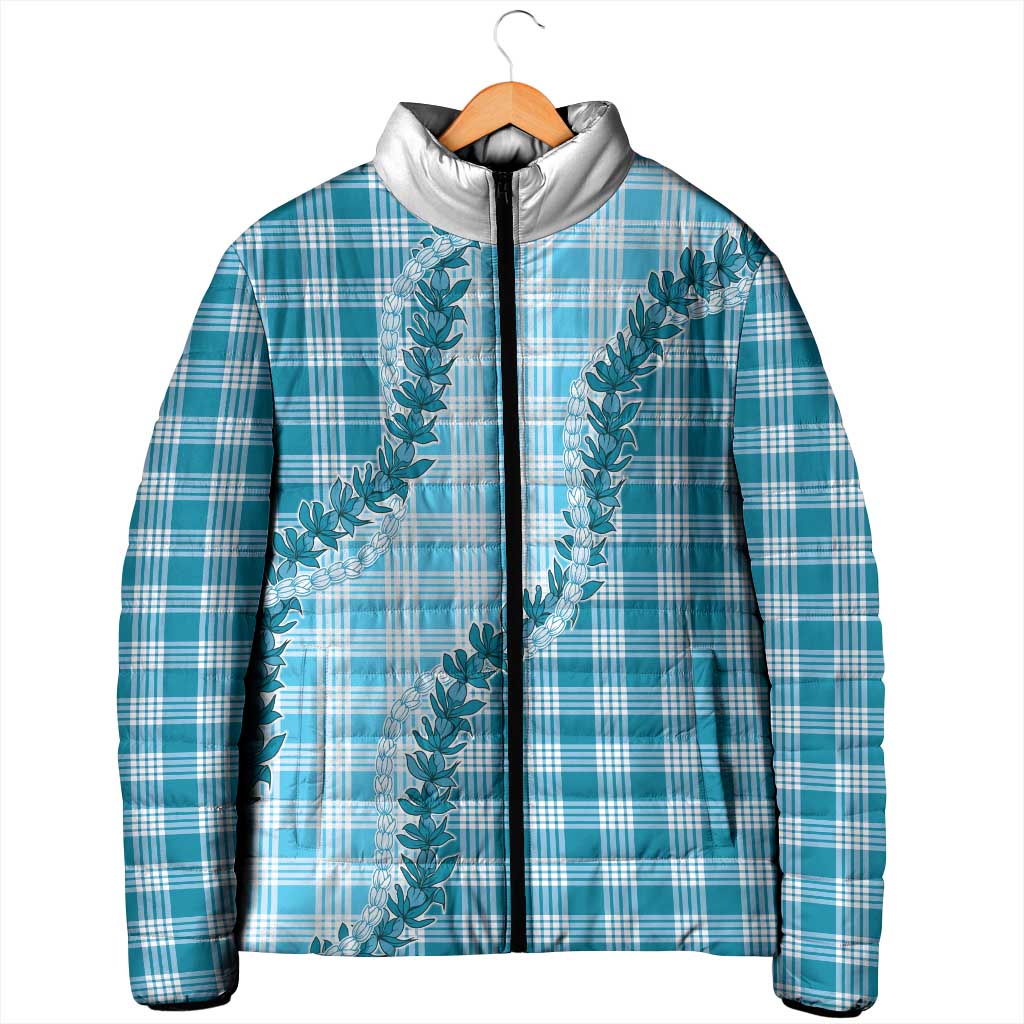 Blue Hawaii Palaka Padded Jacket Hawaiian Pikake Lei