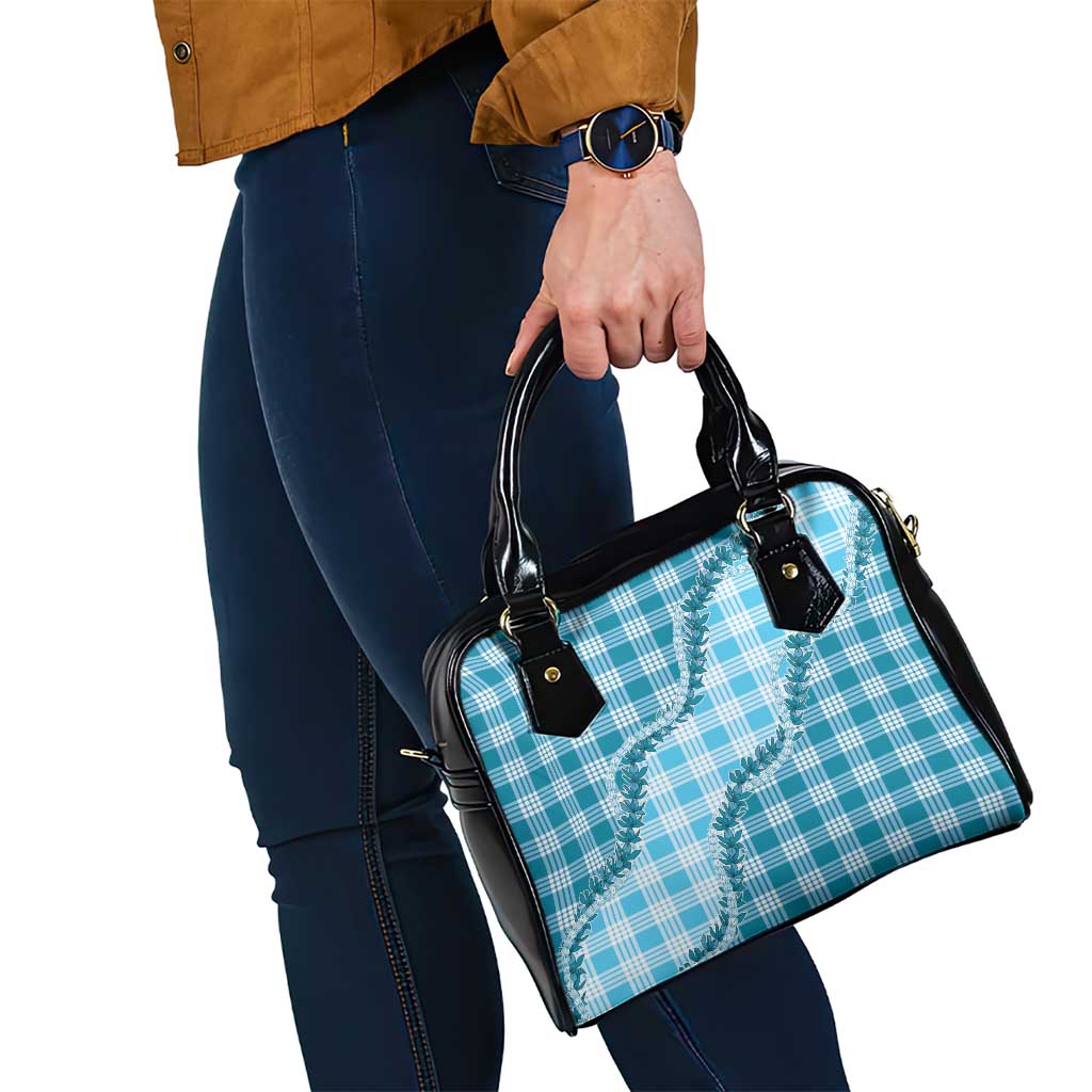 Blue Hawaii Palaka Shoulder Handbag Hawaiian Pikake Lei