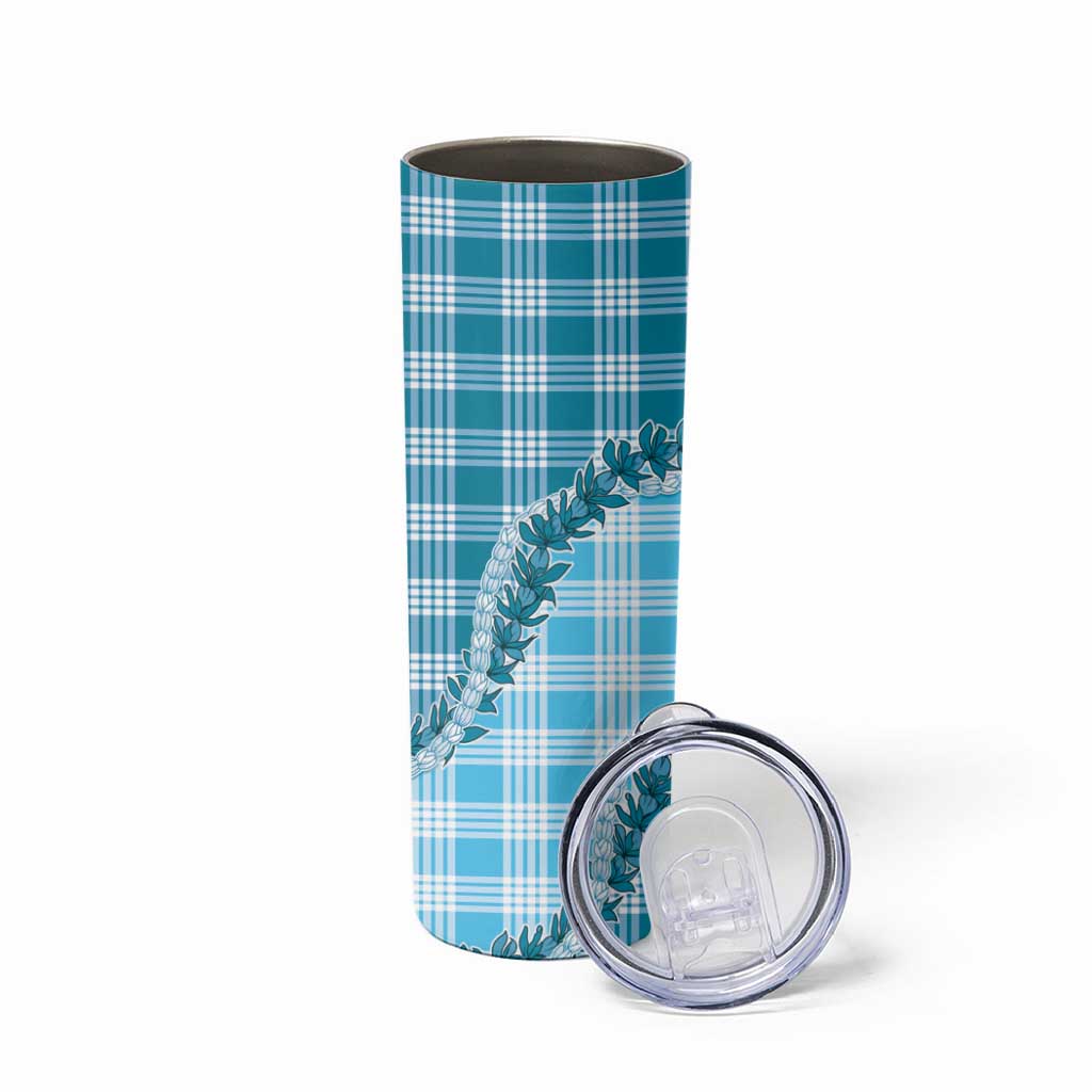 Blue Hawaii Palaka Skinny Tumbler Hawaiian Pikake Lei