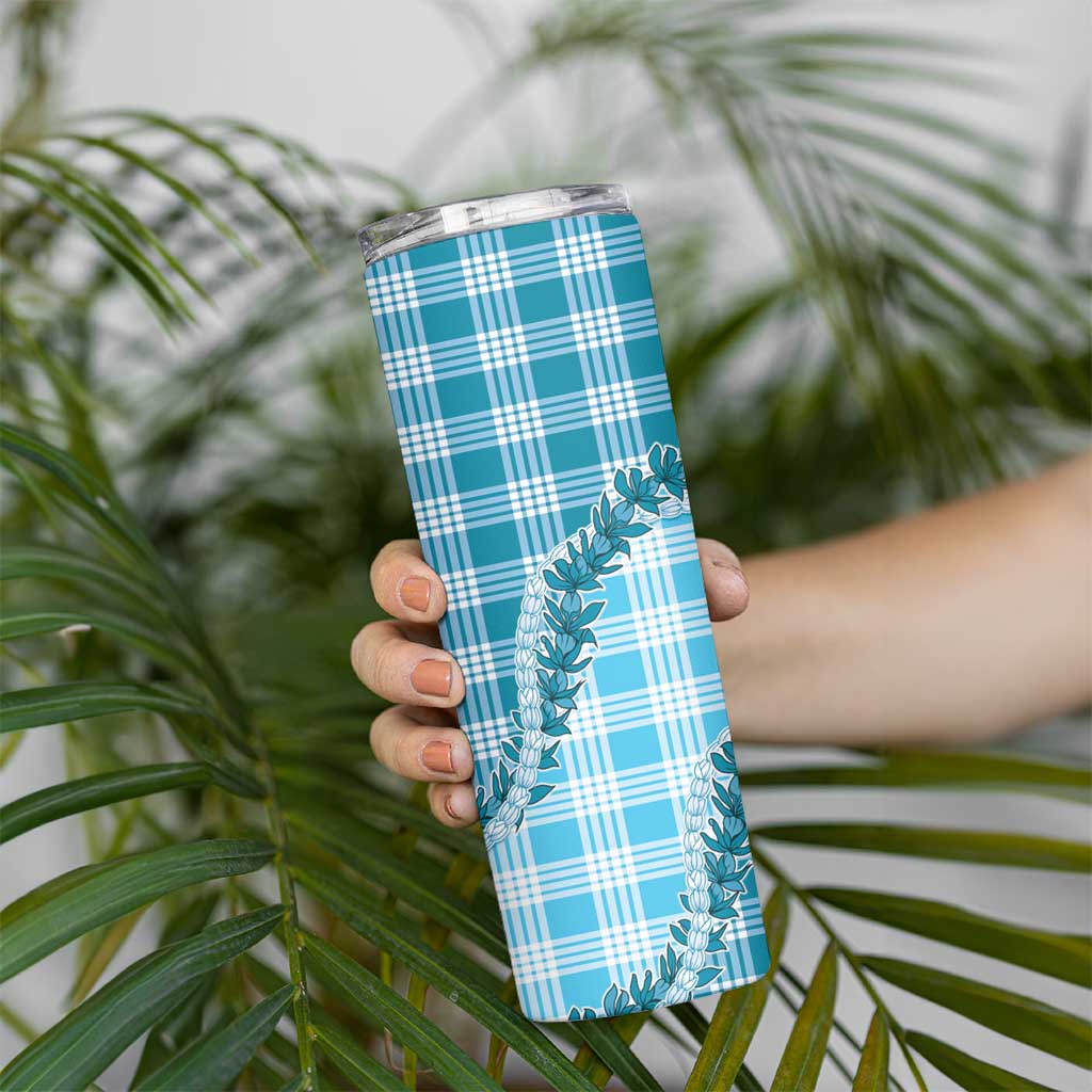 Blue Hawaii Palaka Skinny Tumbler Hawaiian Pikake Lei