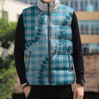 Blue Hawaii Palaka Sleeveless Puffer Jacket Hawaiian Pikake Lei