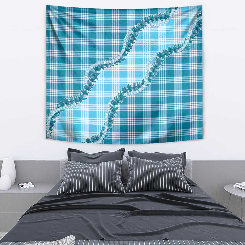 Blue Hawaii Palaka Tapestry Hawaiian Pikake Lei