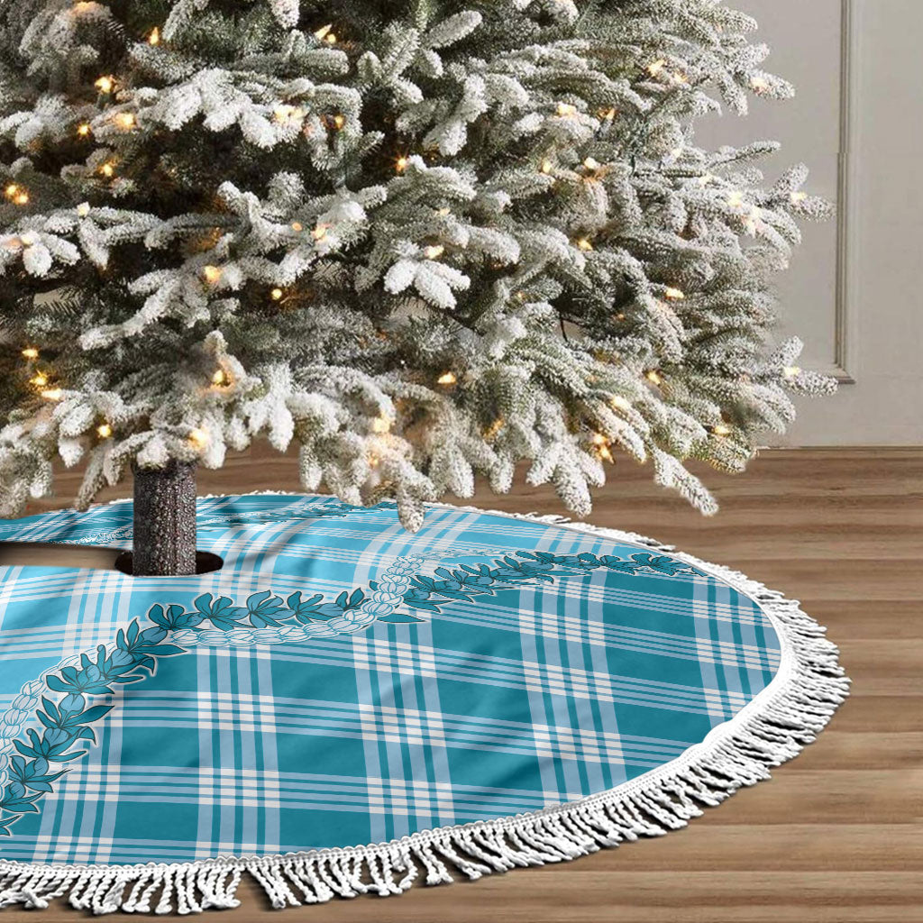 Blue Hawaii Palaka Tree Skirt Hawaiian Pikake Lei LT05 - Polynesian Pride