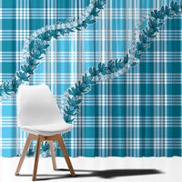 Blue Hawaii Palaka Window Curtain Hawaiian Pikake Lei