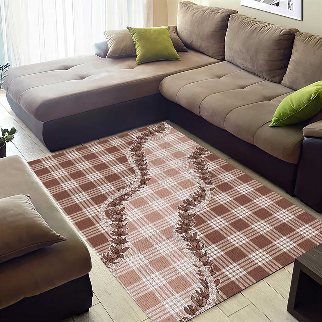 Beige Hawaii Palaka Area Rug Hawaiian Pikake Lei