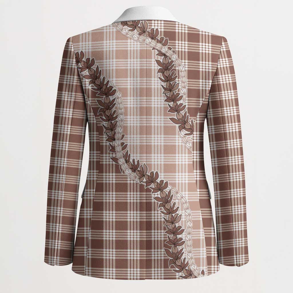 Beige Hawaii Palaka Blazer Hawaiian Pikake Lei