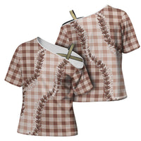 Beige Hawaii Palaka Cross Shoulder Shirt Hawaiian Pikake Lei