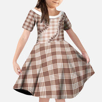 Beige Hawaii Palaka Family Matching Off Shoulder Short Dress and Hawaiian Shirt Hawaiian Pikake Lei LT05 Daughter's Dress Beige - Polynesian Pride