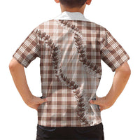 Beige Hawaii Palaka Family Matching Puletasi and Hawaiian Shirt Hawaiian Pikake Lei
