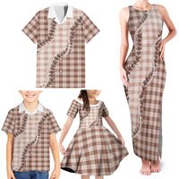 Beige Hawaii Palaka Family Matching Tank Maxi Dress and Hawaiian Shirt Hawaiian Pikake Lei LT05 - Polynesian Pride